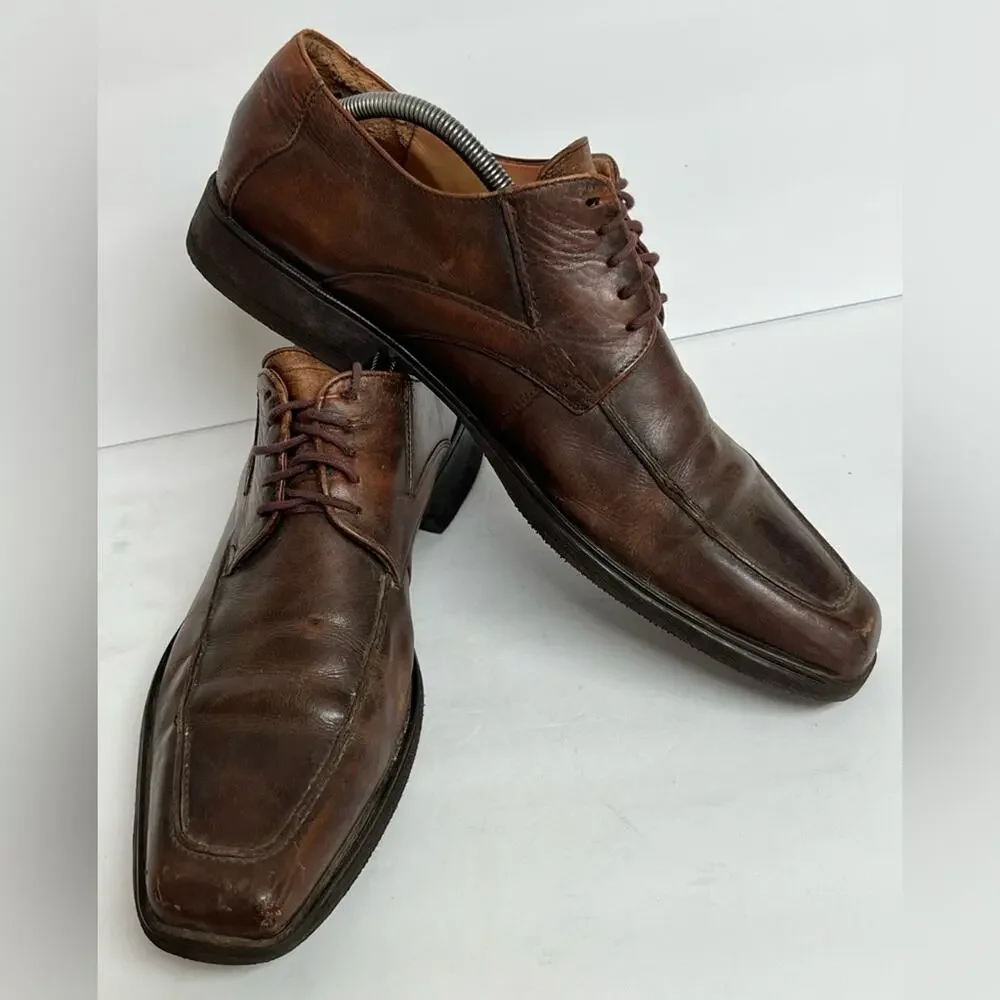LLOYD Leather Shoes Brown Square Toe Vintage Derby German Old Money Luxury 10.5